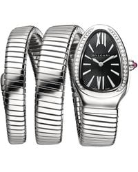 BVLGARI - Stainless Steel And Diamond Serpenti Tubogas Watch - Lyst