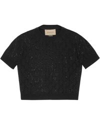 Gucci - Wool-blend Crystal-embellished Gg Top - Lyst