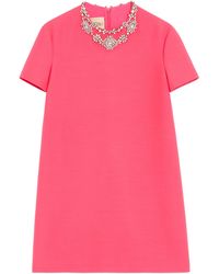 Valentino - Wool-Silk Crepe Couture Embellished Mini Dress - Lyst