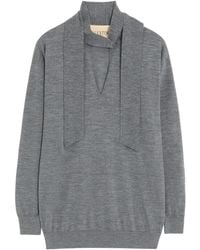 Valentino - Wool Tie-Neck Sweater - Lyst