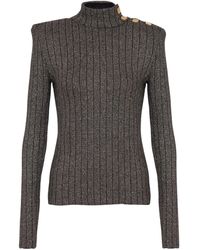 Balmain - Lurex Ribbed Sweater - Lyst
