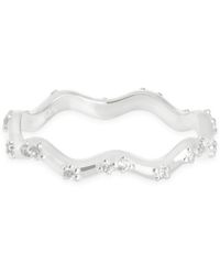 Astrid & Miyu - Rhodium-Plated Sterling And Cubic Zirconia Ripple Ring - Lyst