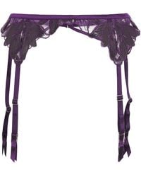 Fleur du Mal - Lily Embroidered Suspender Belt - Lyst
