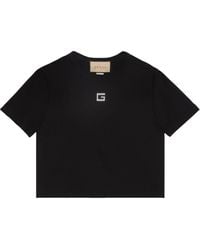 Gucci - Cotton Jersey T-shirt With Crystal - Lyst