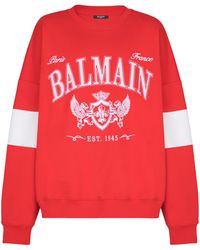 Balmain - Cotton College Sweatshirt - Lyst
