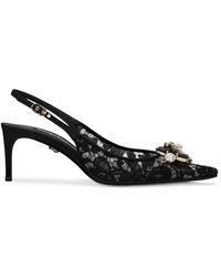 Dolce & Gabbana - Lace Embellished Slingback Sandals 60 - Lyst