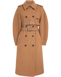 Ganni - Wool-Blend Belted Trench Coat - Lyst