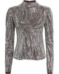 Rabanne - Sequin-Embellished High-Neck Top - Lyst