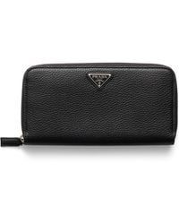 Prada - Leather Zip-Around Wallet - Lyst
