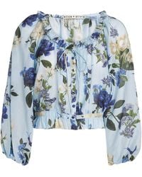Alice + Olivia - Cotton-Silk Mclaine Blouse - Lyst