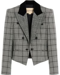 Valentino - Wool Jacket With Check Pattern - Lyst
