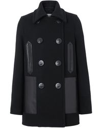 Burberry Leather Pockets Peacoat - Black