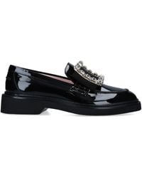 Roger Vivier - Patent Viv' Ranger Strass Buckle Loafers - Lyst