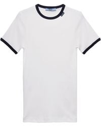 Prada - Contrast-Trim Ribbed T-Shirt - Lyst