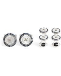 Tateossian - Set Of 4 Rhodium-Plated Sapphire Button Cufflinks - Lyst