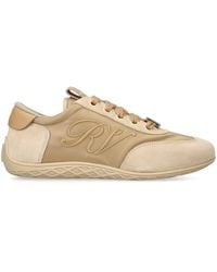 Roger Vivier - Suede-Satin Viv Low-Top Sneakers - Lyst