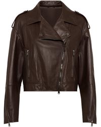 Brunello Cucinelli - Nappa Leather Biker Jacket - Lyst