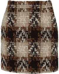 Saint Laurent - Wool Tweed Check Mini Skirt - Lyst