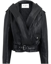 Alaïa - Leather Hooded Biker Jacket - Lyst