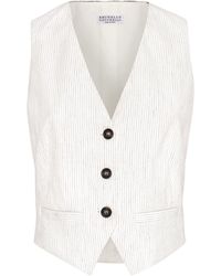 Brunello Cucinelli - Linen-cotton-blend Pinstripe Waistcoat - Lyst