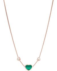 Chopard - Diamond And Malachite Happy Hearts Necklace - Lyst