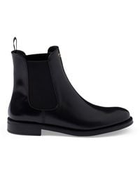 Prada - Brushed Leather Ankle Boots - Lyst