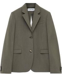 Loewe Single-Breasted Wool Jacket in Gray | Lyst