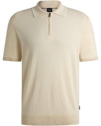 BOSS - Linen-Blend Zip Polo Shirt - Lyst