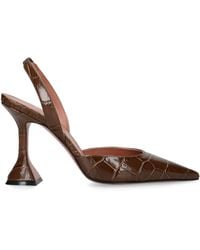 AMINA MUADDI - Croc-Embossed Leather Holli Slingback Heels 95 - Lyst