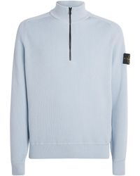 Stone Island - Cotton Half-Zip Rib-Knit Sweatshirt - Lyst