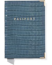 Aspinal of London - Leather Croc-Embossed Passport Cover - Lyst