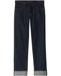 Burberry - Selvedge Denim Turn-Up Straight Jeans - Lyst