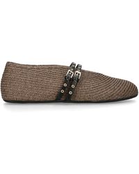 Alaïa - Raffia-Leather Ballet Flats - Lyst