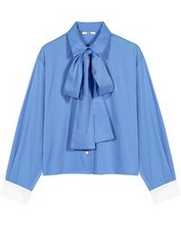 Maje - Cotton Pussybow Shirt - Lyst