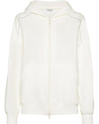 Brunello Cucinelli - Stretch-Cotton Zip-Up Hoodie - Lyst