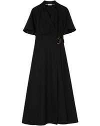 Burberry - Wool Twill Midi Wrap Dress - Lyst