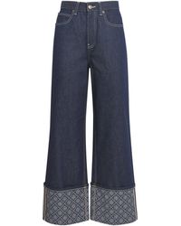 Tory Burch - Contrast-Cuff Straight Jeans - Lyst