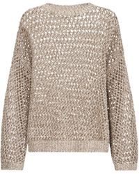 Brunello Cucinelli - Silk-Linen-Blend Net Sweater - Lyst