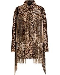 Dolce & Gabbana - Leopard Print Fringe Leather Jacket - Lyst