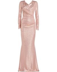 Talbot Runhof - Metallic V-Neck Gown - Lyst