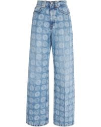 Sandro - Floral Wide-Leg Jeans - Lyst