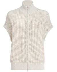 Brunello Cucinelli - Cotton-Blend Short-Sleeve Cardigan - Lyst