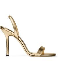 Jimmy Choo - Jen 100 Metallic Leather Heeled Sandals - Lyst