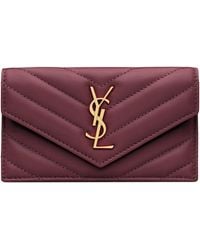 Saint Laurent - Lambskin Cassandre Fragments Flap Card Holder - Lyst