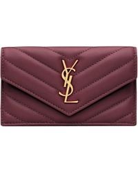 Saint Laurent - Lambskin Cassandre Fragments Flap Card Holder - Lyst