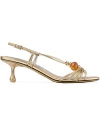 Jimmy Choo - Lova 50 Metallic Leather Sandals - Lyst