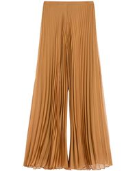 Max Mara - Chiffon Pleated Wide-Leg Trousers - Lyst
