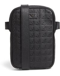 Emporio Armani - Leather Eagle Embossing Tech Cross-Body Bag - Lyst