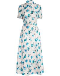 Tory Burch - Silk Floral Midi Shirt Dress - Lyst