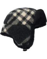 Burberry - Wool Check Trapper Hat - Lyst